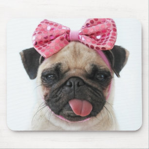 Pug med Rosa Bow Musmatta