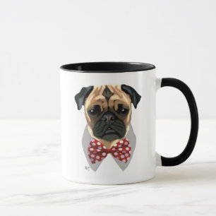 Pug med rött dekorerat fält mugg