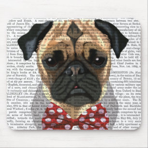 Pug med rött dekorerat fält musmatta