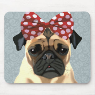 Pug med rött fack på huvud 2 musmatta