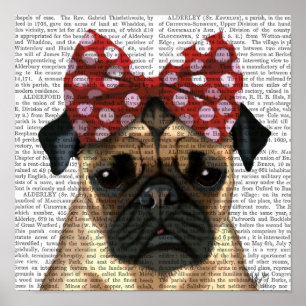 Pug med rött fack på huvudet poster