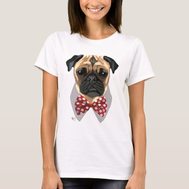Pug med rött fläckat fält tee (Framsida)