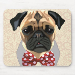 Pug med rött och vitt skoblock musmatta