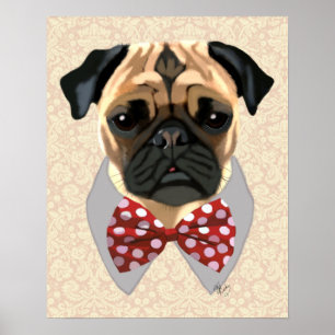 Pug med rött och vitt skoblock poster