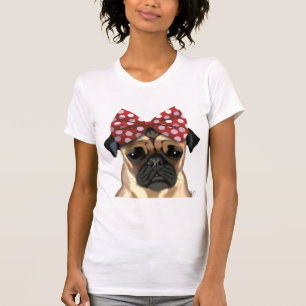 Pug med rött skoblock på huvud tröja