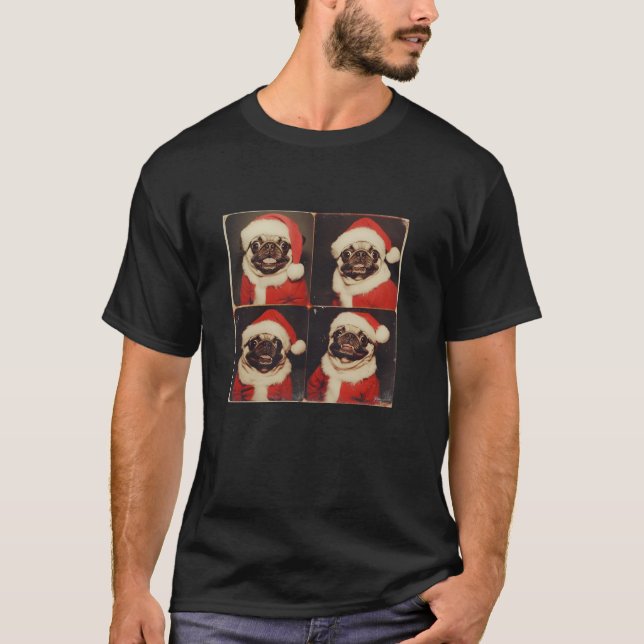 Pug med Santa Hat Festive Pet Porträtt Pug Kristus T Shirt (Framsida)
