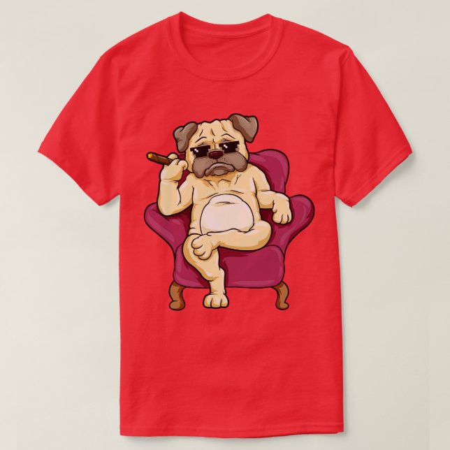 Pug med solglasögon och cigar t shirt (Design framsida)