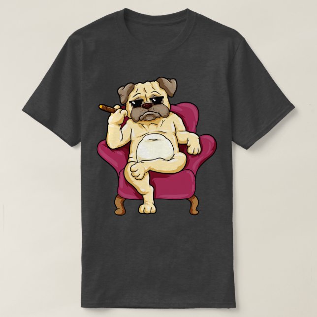 Pug med solglasögon och cigar t shirt (Design framsida)