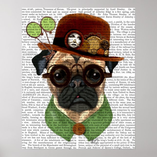 Pug med Steampunk Bowlareare Hat Poster (Framsidan)