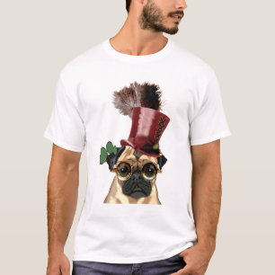 Pug med Steampunk Stil Top hat T-shirt