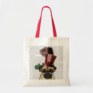 Pug med Steampunk Stil Top hat Tygkasse