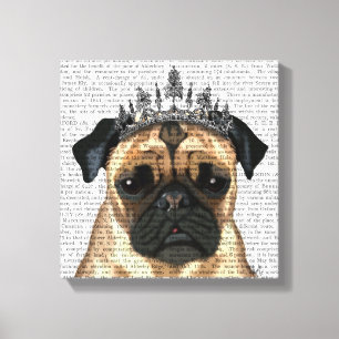 Pug med Tiara Canvastryck
