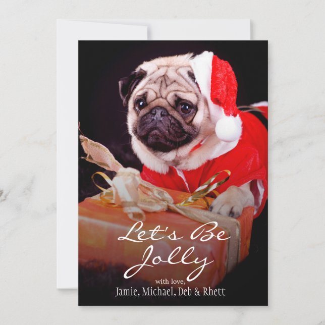 Pug med tomhatt julkort (Framsida)