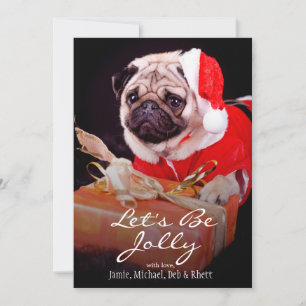 Pug med tomhatt julkort