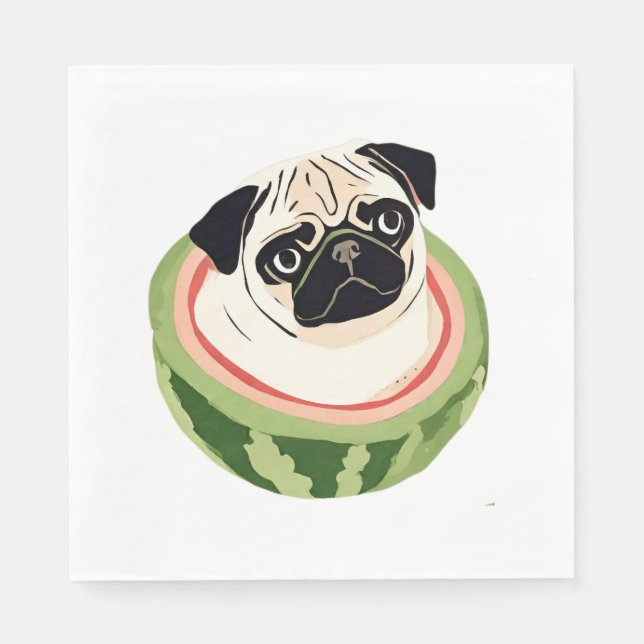 Pug Melon Classic T-Shirt Pappersservett (Framsidan)
