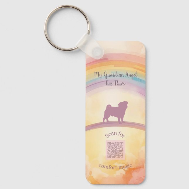  Pug Memorial Keychain with Music QR Code Nyckelring (Framsida)