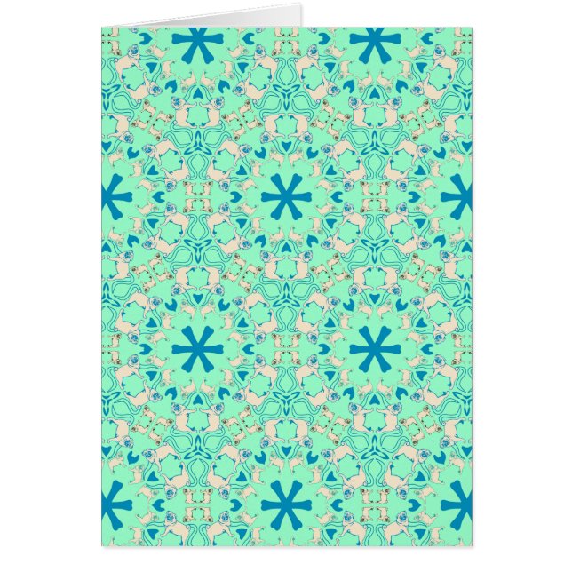 Pug Modern Mönster / Mopsmuster Hälsningskort (Framsidan)