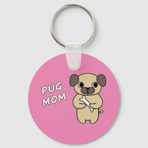 PUG MOM - Rosa Nyckelring