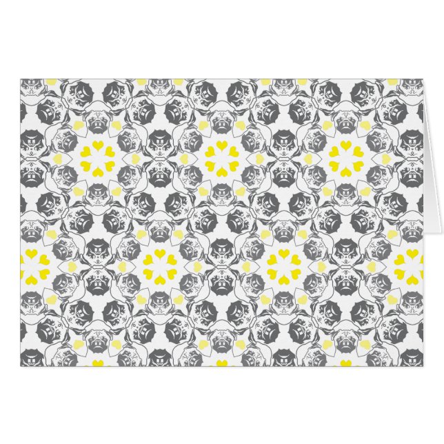 Pug Mönster red blu Hälsningskort (Framsidan Horizontal)