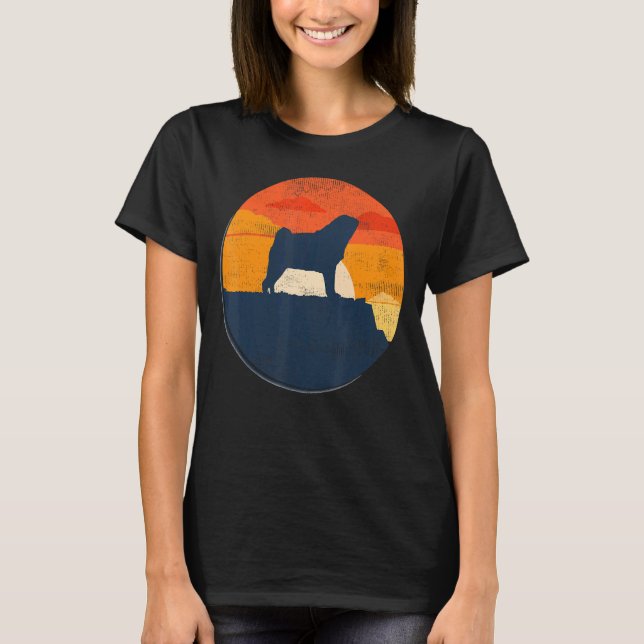 Pug Mops Carlin Hund aveln Retro 1 T Shirt (Framsida)