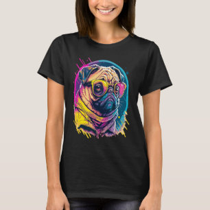 Pug Mops Carlin Hund med solglasögon T Shirt