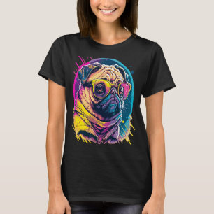 Pug Mops Carlin Hund med solglasögon T Shirt