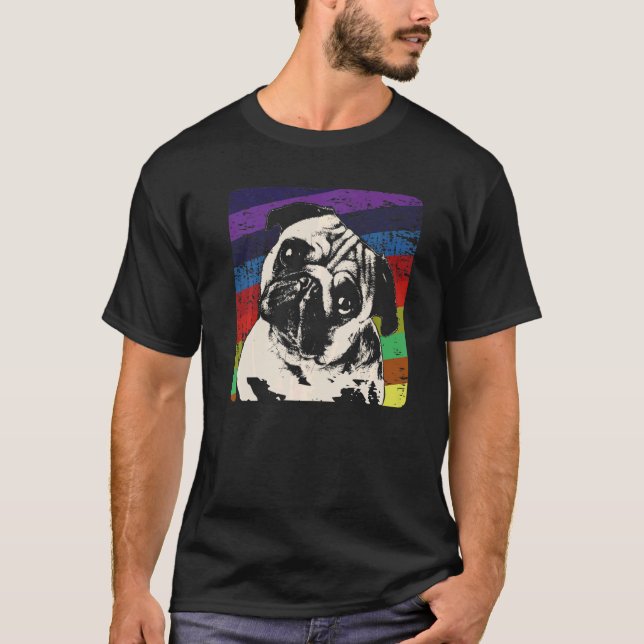 Pug Mops Carlin Hundras  10 T Shirt (Framsida)