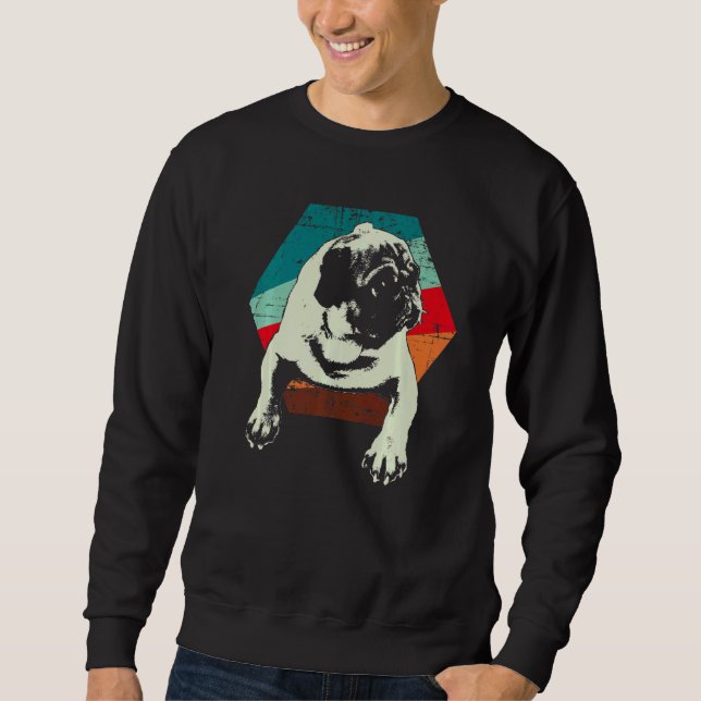 Pug Mops Carlin Hundras  22 Lång Ärmad Tröja (Framsida)