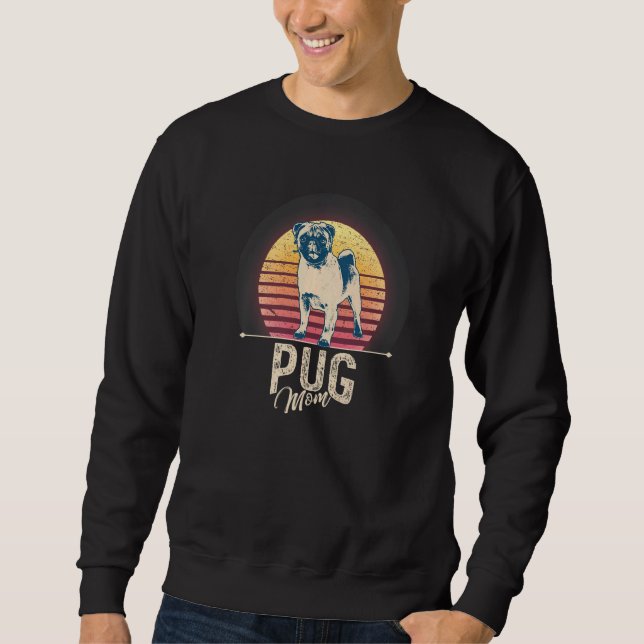 Pug Mops Carlin Hundras  25 Lång Ärmad Tröja (Framsida)
