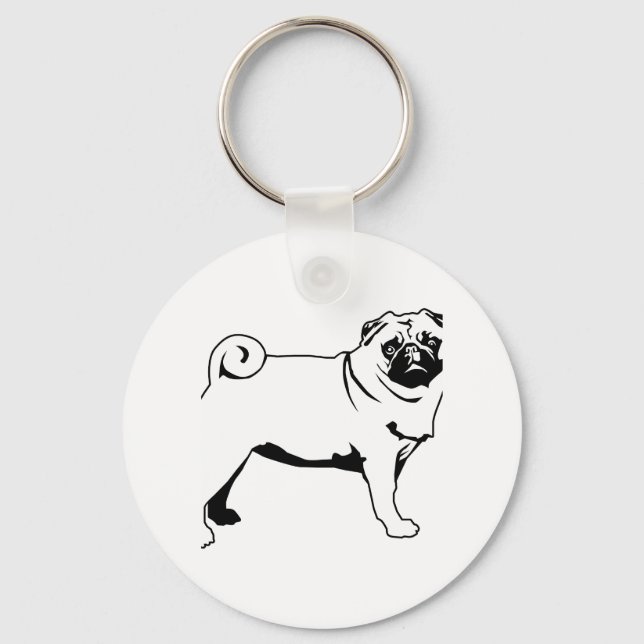 Pug Mops Nyckelring (Framsida)