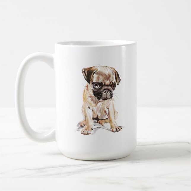 Pug Mug – Söt hundmamma kaffekopp present (Vänster)