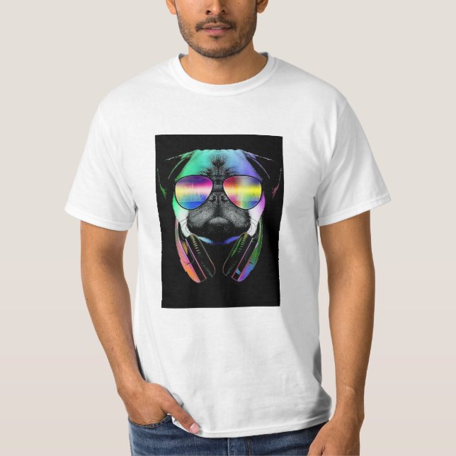 Pug Music T Shirt (Framsida)