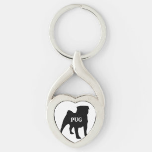 pug namn silo twisted heart silverfärgad nyckelring