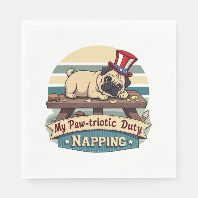 Pug Napping Pappersservett (Framsidan)