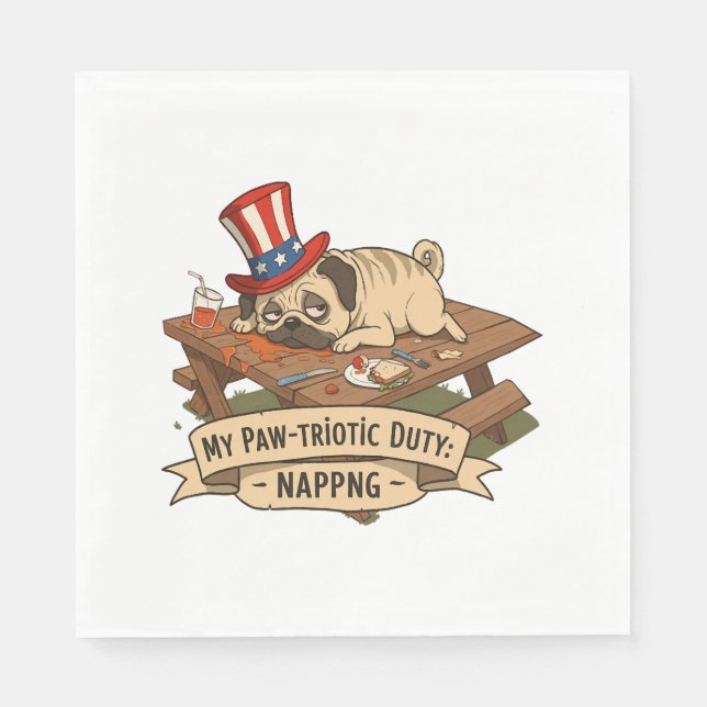 Pug Napping Pappersservett (Framsidan)