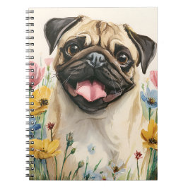 Pug Notebook – Watercolor Anteckningsbok