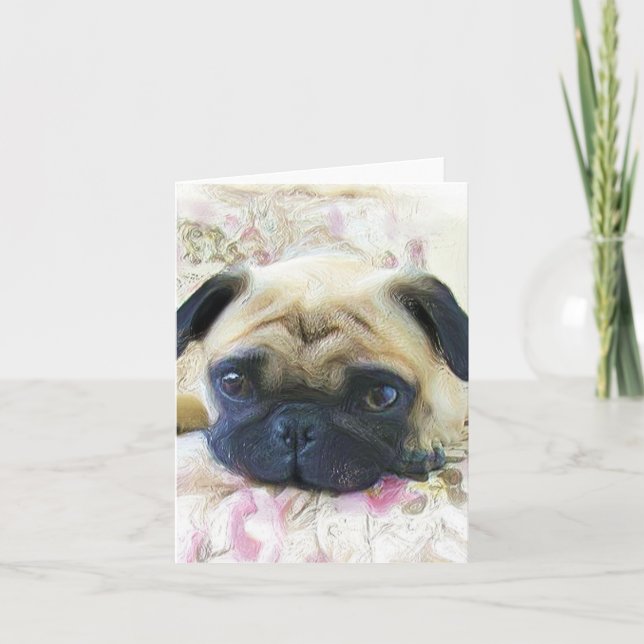 Pug Notecard Kort (Framsida)