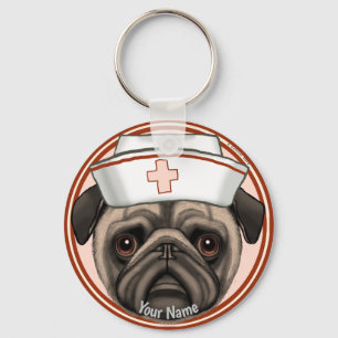 Pug Nurse Nyckelring