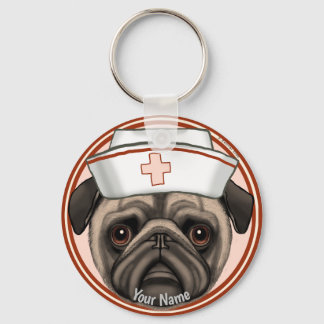 Pug Nurse Nyckelring