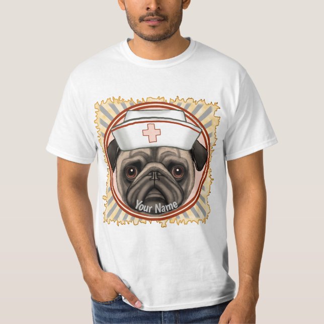 Pug Nurse tshirt T Shirt (Framsida)