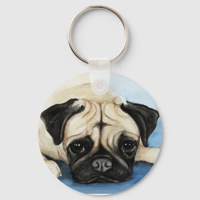 "Pug"-nyckelkedja för Hund Art" Nyckelring (Framsida)