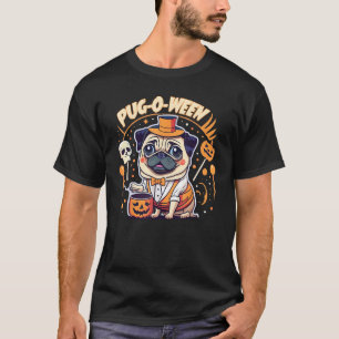 Pug-o-Ween Söt Pug-valp i Halloween-dräkt T Shirt
