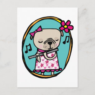 Pug och Flute Vykort