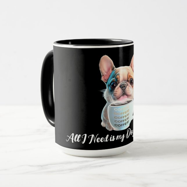 Pug- och kaffe-hund älskare-kaffe älskare mugg (Framsida vänster)
