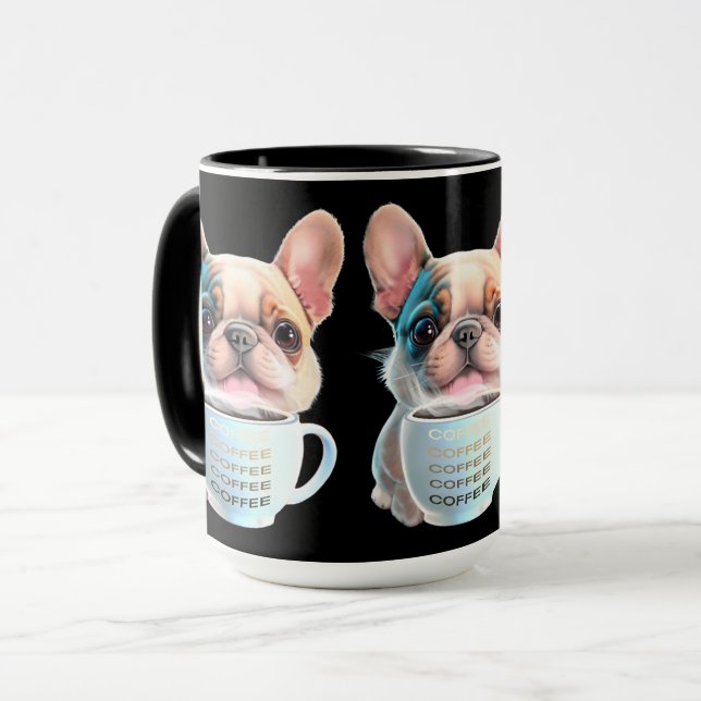 Pug- och kaffe-hund älskare-kaffe älskare mugg (Framsida vänster)