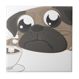 Pug och kaffe kakelplatta