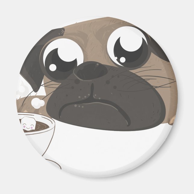 Pug och kaffe magnet (Framsidan)