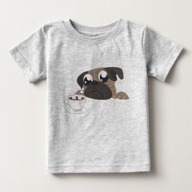 Pug och kaffe t-shirt (Framsida)