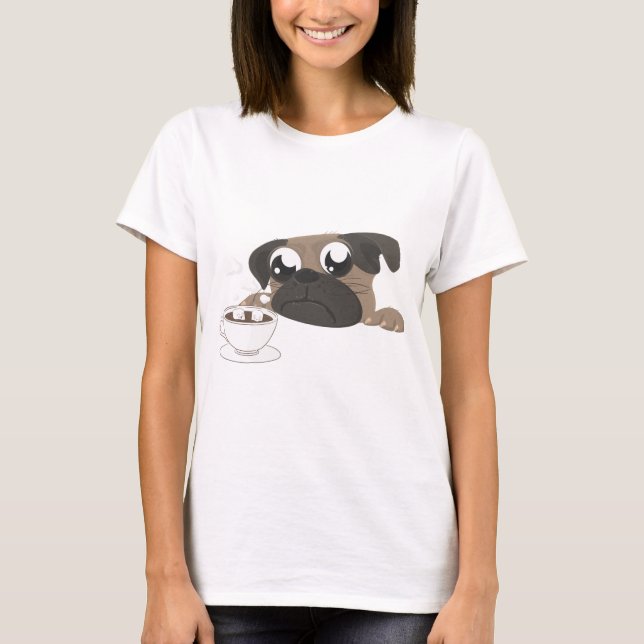 Pug och kaffe t shirt (Framsida)