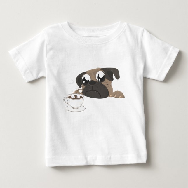 Pug och kaffe t-shirt (Framsida)